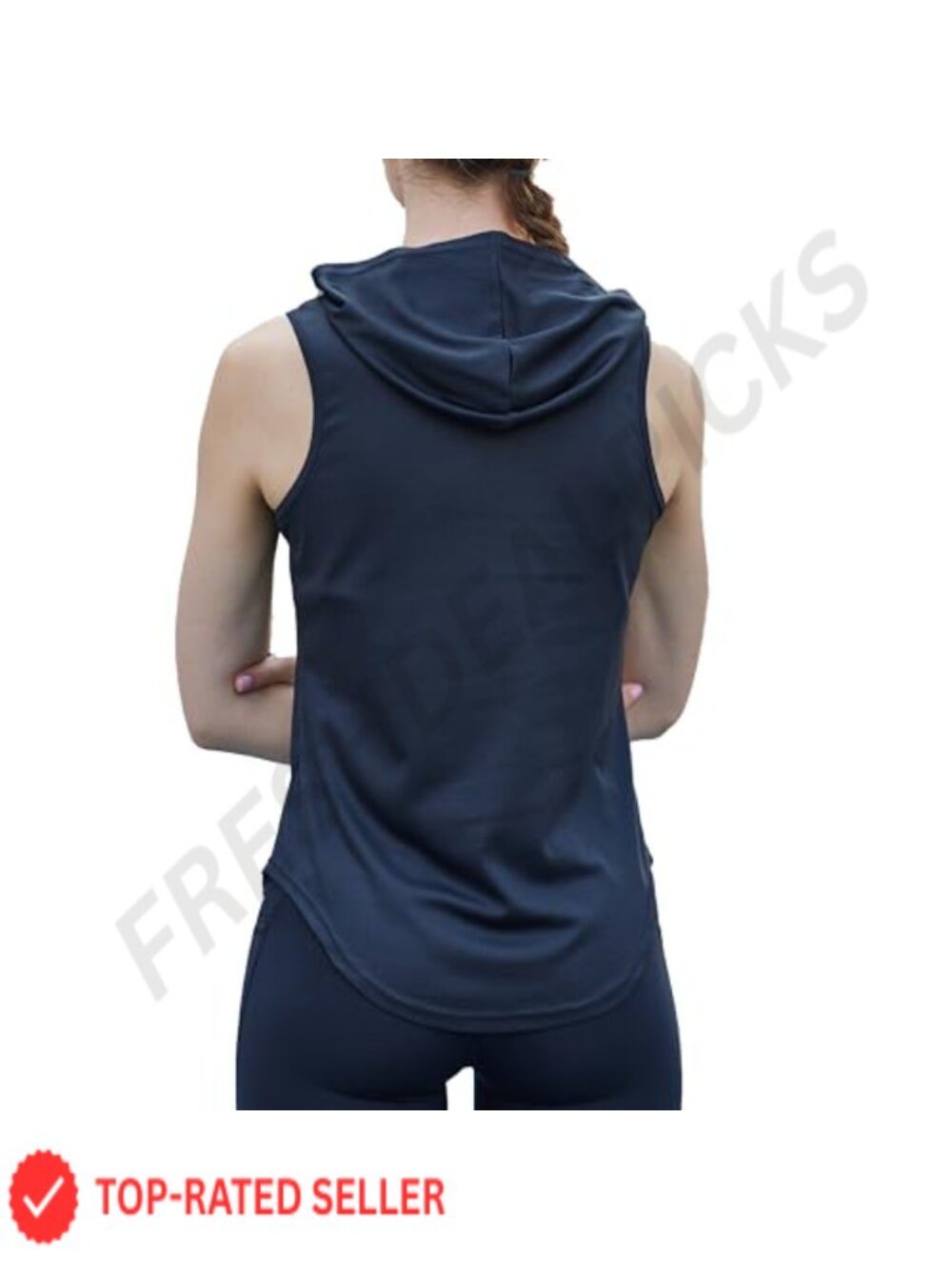 Women's Workout Hooded Tank Top Sleeveless Yoga Running Shirt Quick Dry Gym